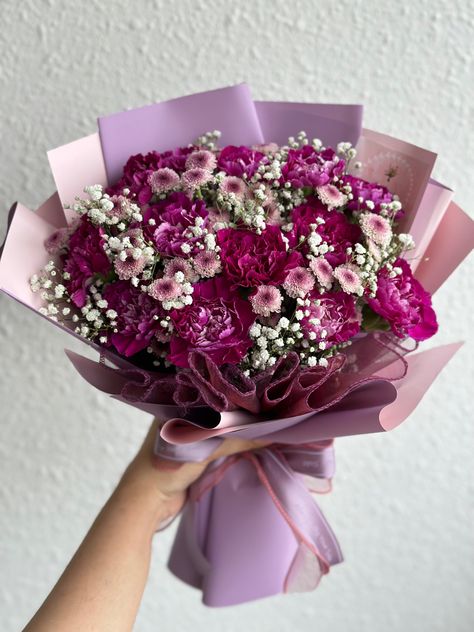 Gardening, Purple Carnation Bouquet, Purple Flower Arrangements, Pink Carnations, Purple Flower Bouquet, Purple Carnations, Carnation Bouquet, Flower Bouquets, Flowers Bouquet Gift