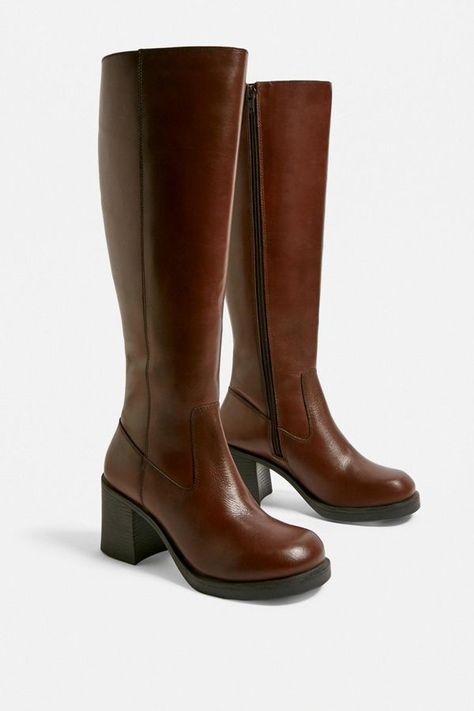 Urban Uutfitters, Brown Knee High Boots, Brown Knee High Boots Outfit, Brown Knee Boots, Brown Leather Knee High Boots, Knee High Boot, Red Knee High Boots, Knee High Leather Boots, Block Heel Boots