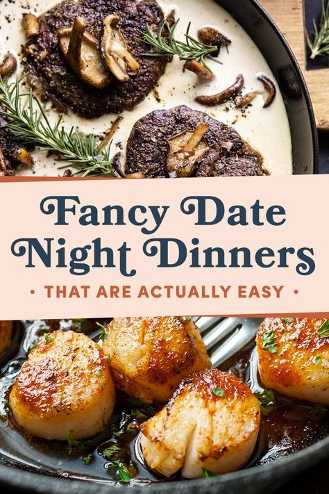 Easy Fancy Dinner Recipes, Easy Fancy Dinner, Dinner Date Recipes, Valentines Food Dinner, Night Dinner Recipes, Date Night Dinners, Fancy Dinner Recipes, Date Night Recipes, Gourmet Dinner