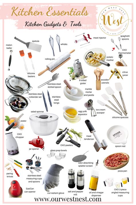 Kitchen Gadgets, Kitchen Tools And Equipment, Gadgets Kitchen Cooking, Kitchen Utensils List, Kitchen Equipment List, Cooking Equipment Kitchen Tools, Kitchen Equipment, Kitchen Items List, Essential Kitchen Tools