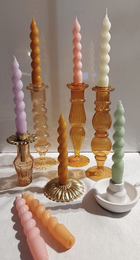 Inspiration, Decoration, Funky Candles, Colorful Candles, Coloured Candles, Colorful Candle Holders, Eclectic Candles, Hippie Candles, Aesthetic Candles