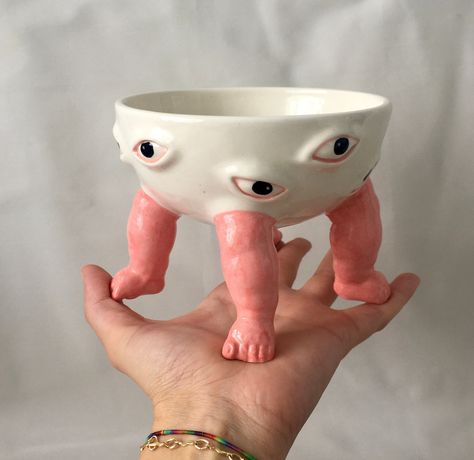 Excited to share the latest addition to my #etsy shop: Unique Plain Eyes Hand Painted Pink Baby Footed , Living Room Decor, Housewarming Gift, Custom Pottery Design, Personalized Gift https://etsy.me/31H3G3E #pink #black #ceramic #housewarminggift #birthdaygift #bestfr Diy, Clay Crafts, Fimo, Clay Projects, Clay Ceramics, Pottery Crafts, Clay Art Projects, Pottery Designs, Ceramic Bowls