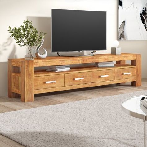 Granger TV Stand for TVs up to 77" Natur Pur Tv And Tv Stand, Tv Stand Furniture, Tv Wooden Stand, Tv Stand Wooden, Wooden Tv Stand Ideas For Living Room, Tv Stand, Tv Stand Designs, Tv Stand Wood, Simple Tv Stand Ideas
