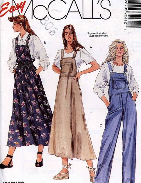 Simplicity 7241 overalls ~ I must apologize for spelling overalls wrong in the past; it's not "overhauls" :( Overalls Pattern, Overalls Vintage, Stil Boho, Design Moda, Kleidung Diy, Vintage Dress Patterns, Overalls Women, Mccalls Sewing Patterns, Fashion Design Sketches
