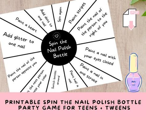 Beauty Party Ideas, Slumber Party Games, Birthday Party Games, Spa Birthday Parties, Nail Polish Games, Birthday Party, Spa Birthday, Party Games, Birthday Games