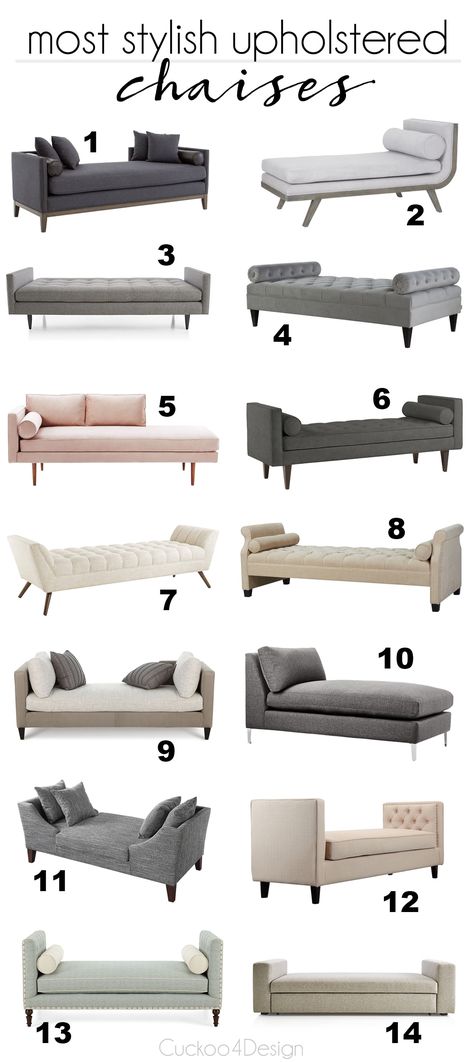 14 most stylish upholstered chaises and benches | button tufted chaise | chaise for in front of a bed | bench for in front of a bed | nailhead trim chaise | nailhead trim bench | daybeds | Sofas, Upholstered Chaise, Furniture Sofa Set, Upholstered Bench Living Room, Sofas And Chairs, Sofa Couch Design, Chaise Chair, Sofa Couch, Wooden Sofa Designs