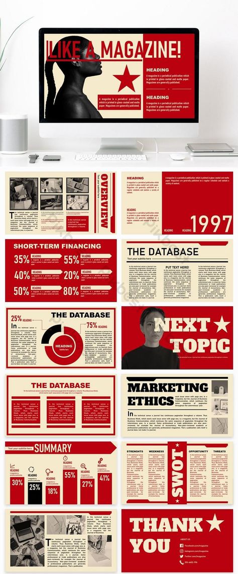Like a magazine! Small Buisness Plan Powerpoint Template Red | PowerPoint PPTX Free Download - Pikbest Presentation Layout, Web Design, Presentation Slides Design, Presentation Design Template, Presentation Design Layout, Presentation Slides, Presentation Templates, Powerpoint Presentation Design, Presentation Design
