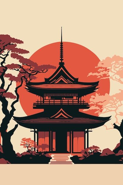 Design, Japanese Pop Art, Japan Illustration, Japan Art, Tokyo Art, Japanese Architecture Drawings, Japan Painting, Japanese Artwork, Japanese Temple Drawing