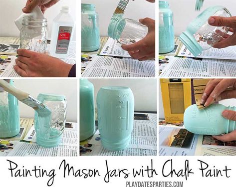 Diy, Diy Chalk Paint, Homemade Chalk Paint, Chalk Paint Projects, Painted Glass Bottles, Painted Jars, Chalk Paint, Painting Glass Jars, Best Paint For Glass