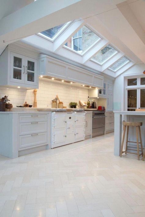 Home Décor, Kitchen Interior, Interior, Home, Kitchen Flooring, Kitchen Floor, White Tile Floor, White Floors, White Kitchen Design