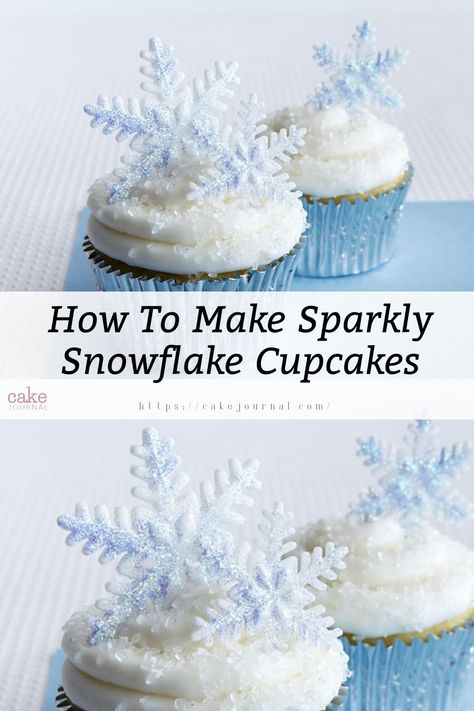 A cupcake topped with these glitzy little gems and sparkly snowflakes looks more wintery. Decoration, Patisserie, Dessert, People, Chocolates, Winter Cupcakes, Snowflake Cake, Winter Wonderland Cake, Xmas Desserts