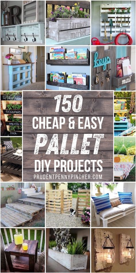 Transform free pallets into creative DIY furniture, home decor, planters and more! There are over 150 easy pallet ideas here to give your home and garden a personal touch. There are both indoor and outdoor DIY pallet projects to choose from. Home Décor, Recycled Pallets, Diy, Pallet Organization Ideas, Diy Pallet Furniture, Repurposed Pallet Wood, Pallet Tray, Easy Pallet Projects, Diy Wood Pallet Projects