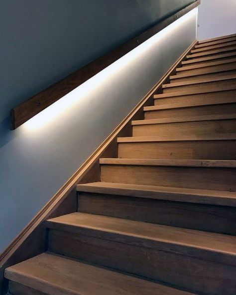 Top 60 Best Staircase Lighting Ideas - Illuminated Steps Stair Lighting, Stairway Lighting, Staircase Lighting Ideas, Stair Lights Indoor, Staircase Railings, Handrail Lighting, Stair Handrail, Staircase Handrail, Step Lighting