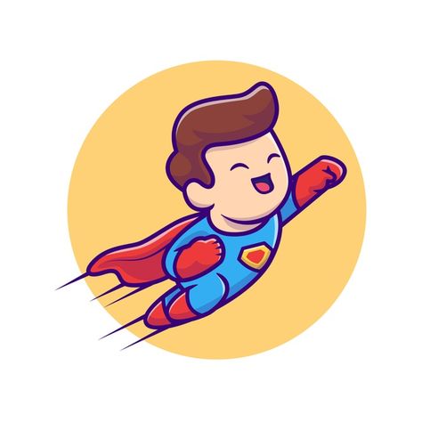 Premium Vector | Cute super hero flying cartoon illustration. people profession icon concept Superman, Rpg, Hero Logo, Cartoon Logo, Superman Logo, Fly Drawing, ? Logo, Superhero, Drawing Superheroes