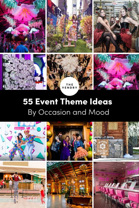 event ideas, event themes, event inspiration, a list of event decor Event Themes, Fundraiser Party, Corporate Party Ideas, Corporate Party Theme, Charity Event Themes, Unique Event Ideas, Fundraiser Themes, Party Event, Corporate Party Decorations