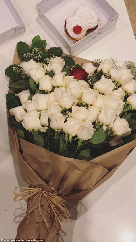 Meanwhile: Kourtney Kardashian showed off her beautiful bouquet of white roses Floral, Bouquets, Beautiful Bouquet, Beautiful Bouquet Of Flowers, Bouquet, Flowers Bouquet Gift, Flowers Bouquet, Hochzeit, Hoa