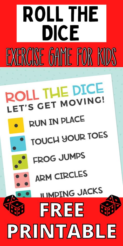 Exercise tips for kids! How to get kids to get up and move their body. Fun movement games for kids! Fun dice game for kids. Free printable kids game! Legoland, Kids Exercise Activities, Workout Games, Games To Play With Kids, Fun Learning Games, Fun Workouts, Gym Games, Exercise For Kids, Games For Toddlers