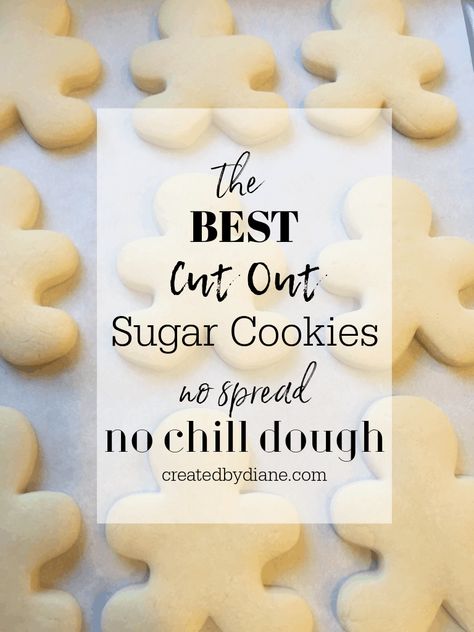 Best Easy Cut Out Sugar Cookies, Sugar Cookies To Cut Out, Sugar Cookie Recipe No Almond Extract, Thermomix, Homemade Cut Out Sugar Cookies, Sugar Roll Out Cookies, Sugar Cookies That Don't Spread, Easy Sugar Cutout Cookies, No Fridge Sugar Cookie Recipe