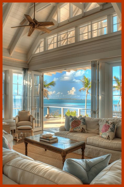 Channel the laid-back vibes of the beach in your living room with these beach house designs. Living Room Designs, Beach House Living Room, Coastal Living Rooms, Beach House Design, Coastal Living, Beach House, Coastal Cottage Style, Dream Beach Houses, Living Room Style