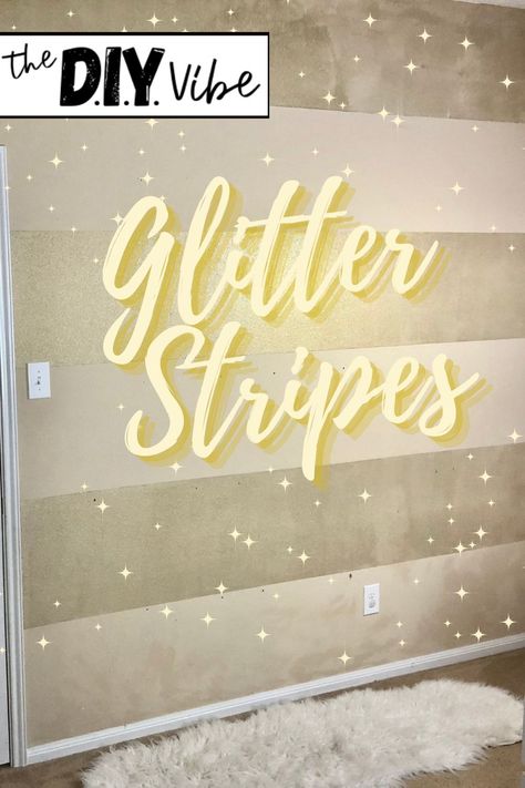 Everything I learned about Rustoleum's Glitter Wall Paint.. I painted stripes in my girls' room with this paint and I'll tell you all the tips and tricks I learned, how transparent it is, and more pictures! #rustoleumglitter #rustoleumglitterpaint #glitterpaint #goldpaint #glitterstripes #paintedstripes Diy, Glitter, Glitter Accent Wall, Glitter Paint For Walls, Glitter Wall, Gold Glitter Paint, Glitter Paint, Silver Paint, Gold Paint