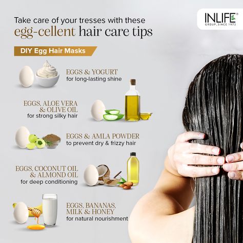Are you ready to raid your fridge and grab hold of some eggs 🥚 for shinier, stronger & thicker hair? 😍 Eggs are rich in protein and biotin 👌 and can provide the much-needed nourishment and sheen you want for your locks. ✅ Take a look at some of the most useful DIY egg hair masks. #eggsforhair #eggmask #eggshairmask #hairhealth #hairtips #hairnourishment #diy #diymask #diyhairmask #hairroutine #haircare #beauty #beautifulhair #thickhair #longhair #shinyhair #silkyhair #hairbeauty Protein, Egg Mask For Hair, Hair Mask With Egg, Detangling Hair Mask, Egg Hair Mask, Hair Growth Foods, Homemade Hair Treatments, Stop Hair Breakage, Hair Health