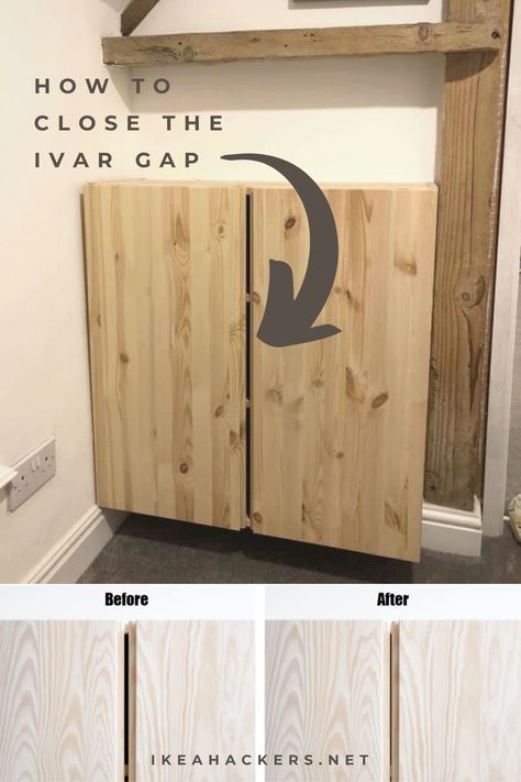 "We’ve just built our Ivar cabinet and put the doors on, to discover a gaping hole in the middle of the doors! The screws on the hinges doesn’t seem to make a difference." Here's what you can do to minimize the gap. Ikea, Diy Ikea Hacks, Ikea Desk Hack, Ikea Hack Ideas, Ikea Ivar Cabinet, Ikea Hack, Ivar Ikea Hack, Ikea Hackers, Ikea Cabinets