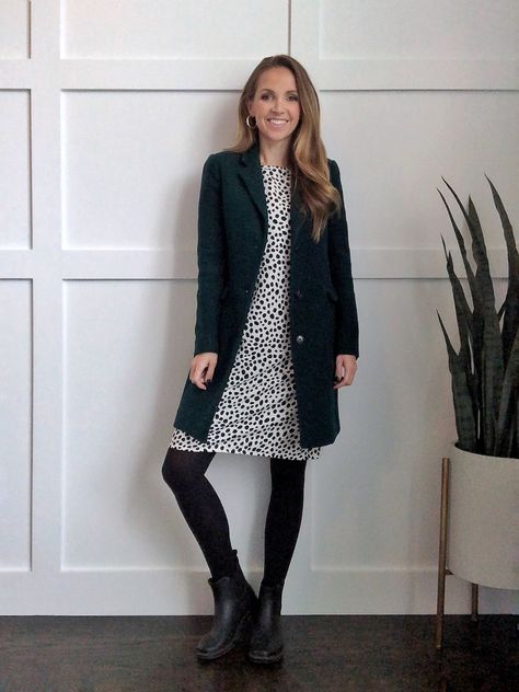dress up short rain boots with a dress and tights Outfits, Capsule Wardrobe, Dress And Rain Boots Outfit, Dress Pants With Boots, Tights Outfit Winter, Tights Outfit, Boots Outfit, Ankle Boots Dress, Short Rain Boots