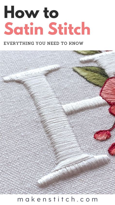 Learn all about the beautiful and versatile satin stitch. Discover the different types of satin stitches and how to create smooth fillings. Crewel Embroidery, Quilting, Crochet, Types Of Embroidery Stitches, Types Of Embroidery, Beginning Embroidery, Embroidery Stitches Tutorial, How To Embroider Letters, Stitching Patterns