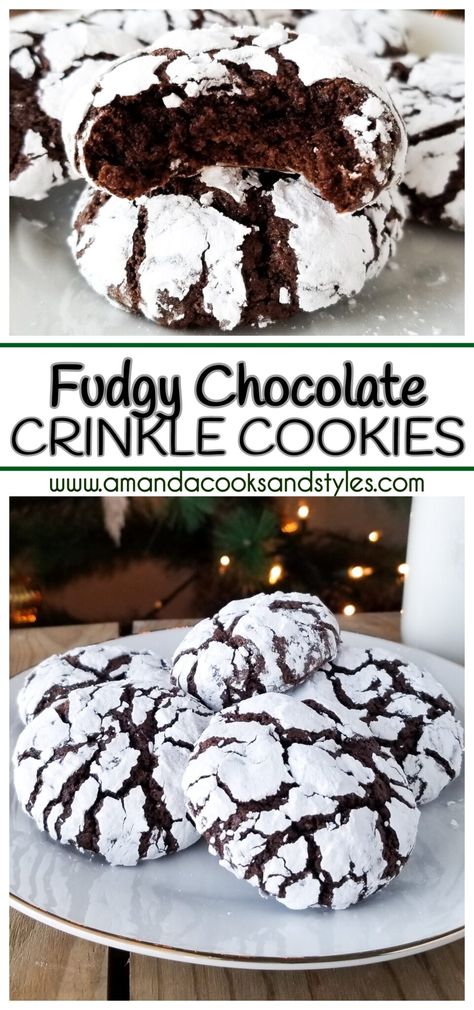Desserts, Thanksgiving, Dessert, Biscuits, Chocolate Crackle Cookies, Chocolate Crinkles, Fudgy Chocolate, Crackle Cookies, Chocolate Crinkle Cookies