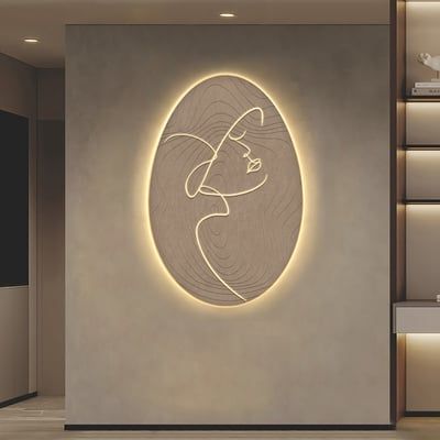 31.5" Oval LED Abstract Wall Art Modern Woman Face Sculpture Decor Living Room Bedroom | Homary Art, Wall Art, Led Wall Art, Wall Sculptures, Art Decor Living Room, Abstract Wall Art, Accent Wall, Bar Art, Wall