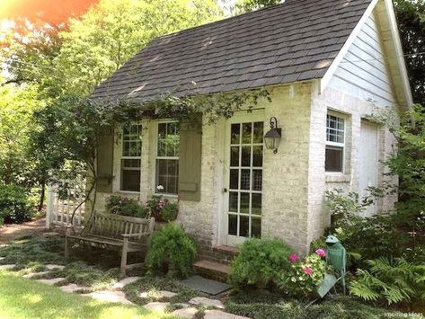 What is French Country Style? | The Difference Between French Country, English Cottage, & Farmhouse Style - MY CHIC OBSESSION Farmhouse Style, Backyard Shed, Shed Design, Small Cottage Homes, Shed, Tiny House, Small Cottage House Plans, Cottage House Plans, Cottage House Exterior