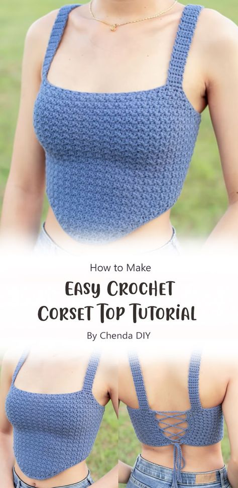 Crochet corset top is a perfect piece to add in your wardrobe. This crochet corset top has a great look and it can be worn with anything. If you want to make one for yourself, this tutorial will help you out. Crochet, Amigurumi Patterns, Tops, Crochet Bra Top Pattern, Crochet Bra, Crochet Crop Top, Crochet Crop Top Pattern, Crochet Tank Top, Crochet Top Pattern
