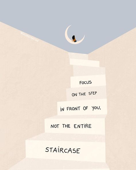 iulia bochis on Instagram: “focus on the step in front of you not the entire staircase 👣 Pre-order my book & shop prints via link in Bio . . . . . . . . .…” Quotes, Feelings, Instagram, Yoga, Mindfulness, Frases, Step, Habits, Words