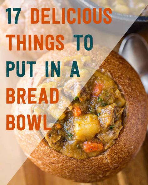 17 Beautiful Bread Bowls To Warm Your Soul Bread Bowls And Soup, Bread Bowl Fillings, Soup For Bread Bowls Easy Recipes, What To Put In Bread Bowls, Soup In A Bread Bowl Recipe, Best Soup For Bread Bowls, Soups In Bread Bowls, Bread Bowl Soup Ideas, Bread Pasta Bowls
