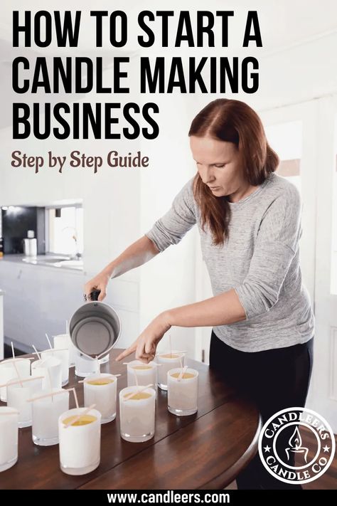 Find out everything you need to know to start a candle making business in this step by step guide. #candlemaking #makingcandles #makemoney #workfromhome #startabusiness #diy Diy, Ideas, Soy Candle Making Business, Candle Making Business, Soy Candle Business, Candle Making Shop, Selling Homemade Candles, Candle Making Studio, Diy Candle Business