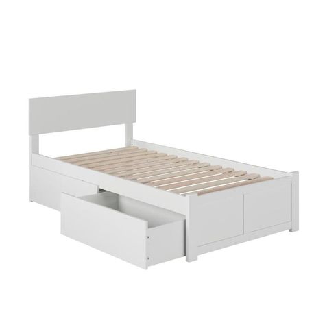 Twin Bed With Drawers, Twin Xl Bed Frame, Bed Drawers, Twin Models, Okoboji, White Bed Frame, Twin Size Bed Frame, Atlantic Furniture