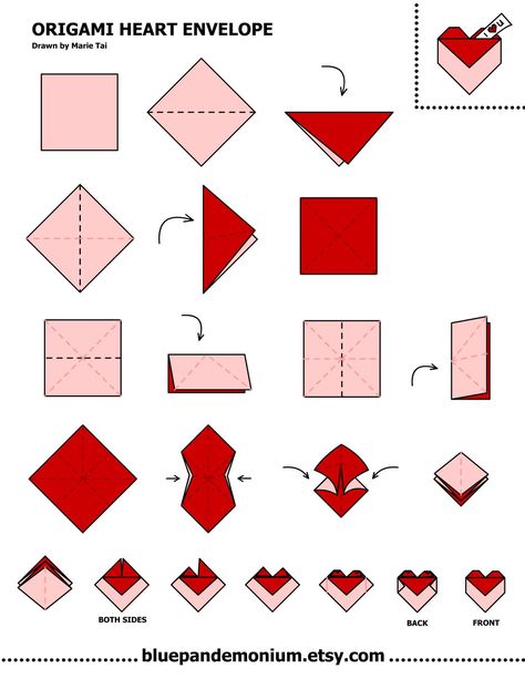Origami Heart Envelope Tutorial : Behind Mytutorlist.com Origami, Origami Envelope Heart, Origami Bookmark, Origami Envelope, Origami Instructions, Origami Paper, Diy Origami, Origami Stars, Envelope Tutorial