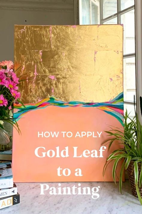 Art, Diy, Gold Paint, Gold Leaf Painting, Painted Leaves, Faux Gold Leaf, Gold Leaf Art, Learn To Paint, Gold Foil Art Diy
