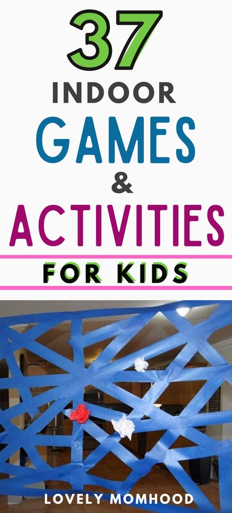 37 Fun Indoor Games and Activities for Kids. #kids #indoorgames #indooractivities Ideas, Indoor Games For Kids, Indoor Games For Toddlers, Indoor Games For Children, Kids Games To Play, Outside Activities For Kids, Indoor Kids Games, Kid Games Indoor, Games For Small Kids