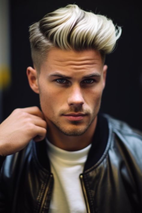 Add some color to your slicked-back style with blonde highlights. This haircut incorporates blonde highlights that make your combed-back hair stand out. Click here to check out more best slicked back hairstyles for men. Highlights, Blonde Highlights, Haircut Styles, Men's Grooming, Older Mens Hairstyles, Best Hairstyles For Older Men, Thick Hair Styles, Slicked Back Hair, Slicked-back