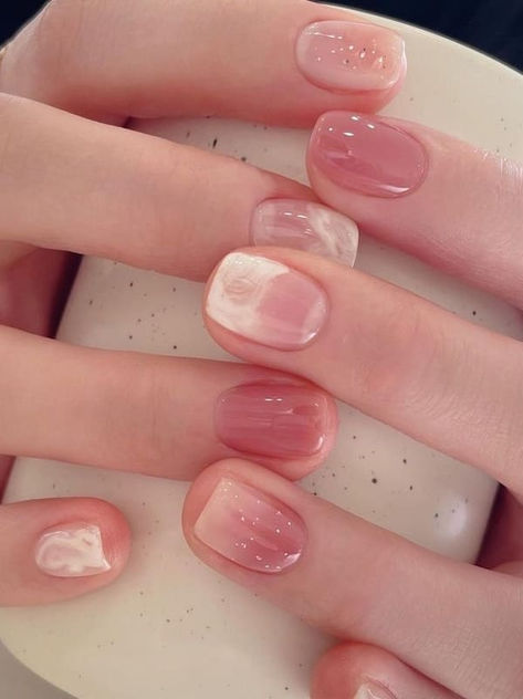 Korean dusty pink nails: marbles Pink, Dusty Pink Nails, Korean Nail Art, Pink Nail Colors, Dusty Pink, Pink Nail Art, Pink Nail Designs, Neutral Nails, Nail Colors