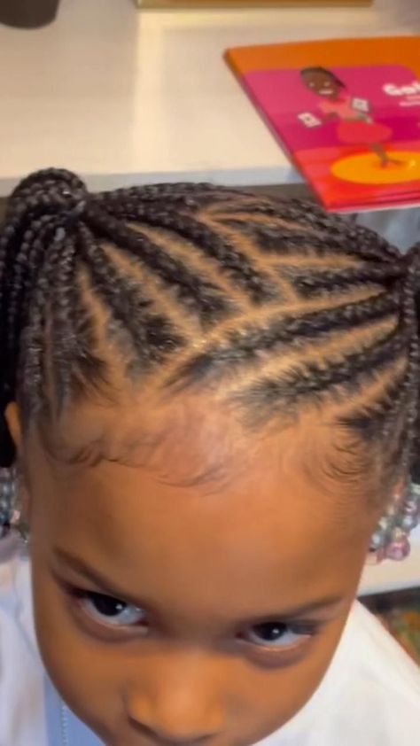 Protective Styles, Cornrows, Cornrows For Little Girls, Cornrow Styles For Little Girls, Toddler Braided Hairstyles Black Baby Girls, Kids Cornrow Hairstyles Natural Hair, Two Braided Ponytails For Kids, Kids Cornrow Hairstyles Simple, Kids Cornrow Hairstyles