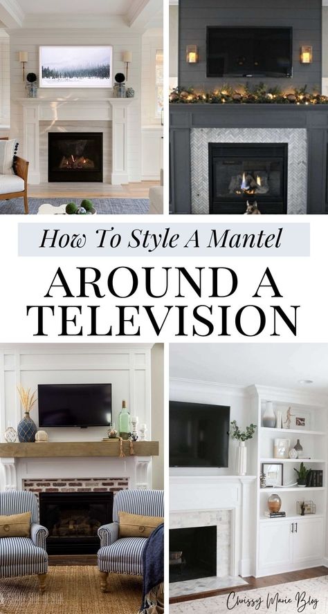 Interior, Inspiration, Home Décor, Design, Mantle With Tv Decorating Ideas, Mantle With Tv Decor, Mantle With Tv, Mantle Styling, Mantle Ideas With Tv