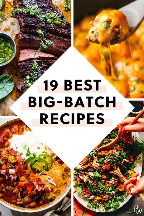 19 Big-Batch Dishes to Feed a Crowd #purewow #food #party #dinner #recipe #easy Healthy Recipes, Foodies, Pasta, Food For Dinner Party, Dinner Hosting Ideas Food, Quick Party Food, Easy Catering Food Ideas, Dinner Party Mains, Dinner Party Menu