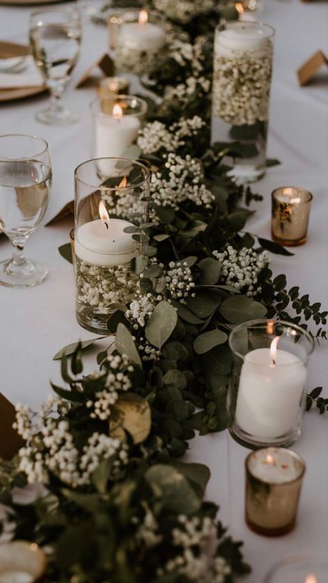 Wedding Decor, Engagements, Floral, Wedding Reception Ideas, No Flower Wedding Decor, Greenery Wedding, Neutral Wedding Flowers, Green And White Wedding Flowers, Green Wedding Flowers