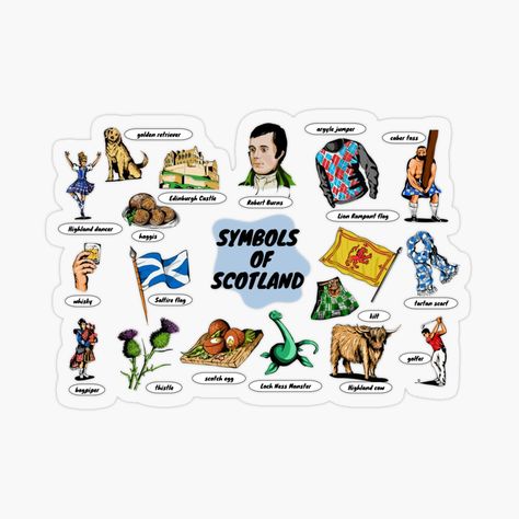 Scotland Stickers, Scotland Symbols, Flag Of Scotland, United Kingdom Flag, Tartan Scarf, Edinburgh Castle, Travel Stickers, Highland Cow, Window Stickers