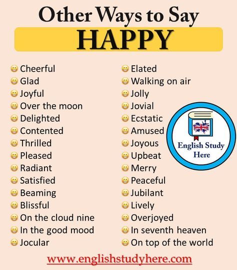 Other Ways to Say HAPPY in English – English Study Here English, English Idioms, English Vocabulary Words, Good Vocabulary Words, Vocabulary Words, English Vocabulary Words Learning, English Vocabulary, Interesting English Words, English Words