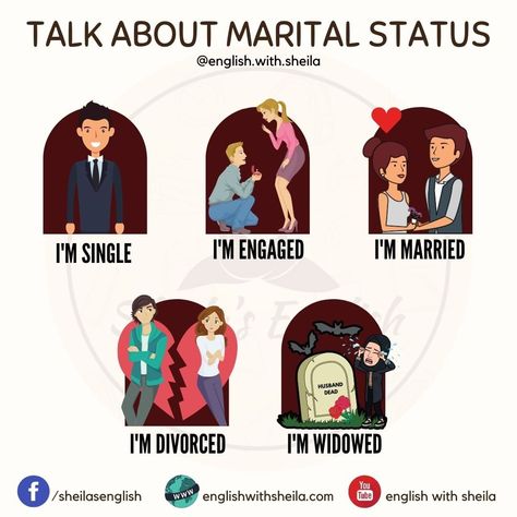 Sheila's English on Instagram: “I'm single ☺ What about you? 🔶️Your marital status is whether you are married, single, or divorced, etc. 😎👇🏻 tag your friends and let them…” Instagram, Art, Friends, English, Marital Status, Divorce, Im Single, I'm Single, Got Married