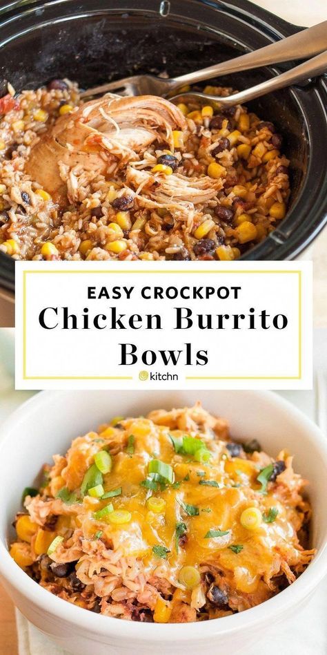 Slow Cooker Chicken, Healthy Recipes, Slow Cooker, Crockpot Chicken Dinners, Easy Crockpot Chicken, Chicken Burrito Bowl, Crockpot Chicken, Chicken Slow Cooker Recipes, Crockpot Dinner