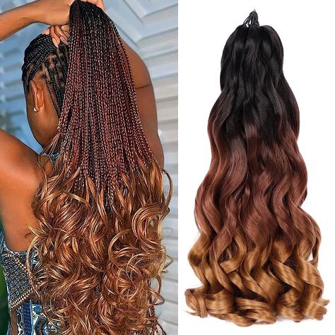 French Curly Braiding Hair 7 Packs 22 Inch Pre Stretched Braiding Hair Bouncy Loose Wave Crochet Braids for Women Spanish Curly Ends Synthetic Hair Extensions (7 Packs, 1B/33/30#) Hairstyle, Extensions, Long Hair Styles, Haar, Peinados, Capelli, Cool Braid Hairstyles, Goddess Braids Hairstyles, Spanish Hairstyles